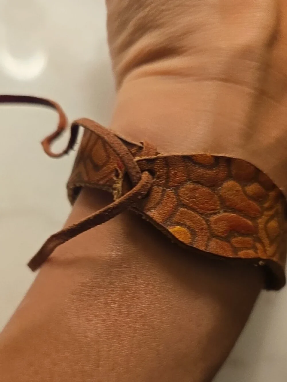 Handcrafted, Hand Painted Snake Leather Bracelet